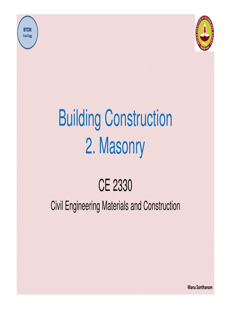 Masonry Construction Techniques and Materials | PDF