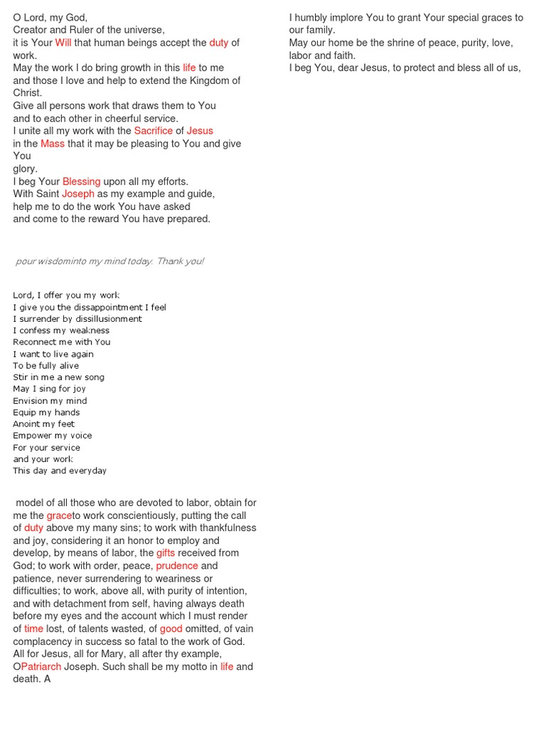 Sample English Prayer