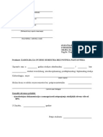Zamolba Za Ovjeru Semestra Bez Potpisa Nastavnika PDF