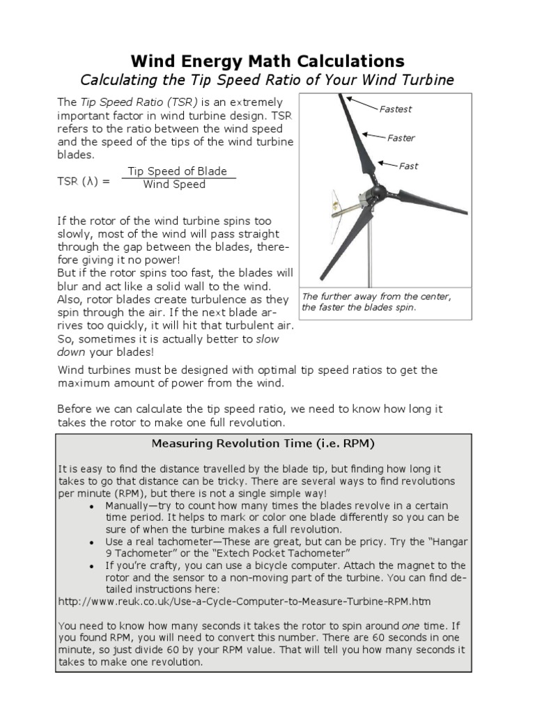 Wind Energy Math Calculation | PDF | Turbine | Wind Turbine
