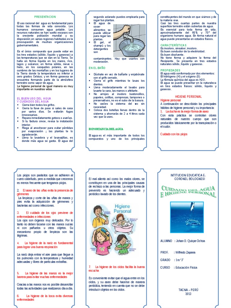 Triptico Cuidado Del Agua