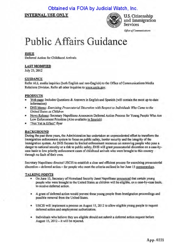 USCIS Deferred Action Guidance | PDF | Removal Proceedings | United ...