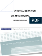 Organizational Behavior Dr. MHK Mughal: Introductory Class