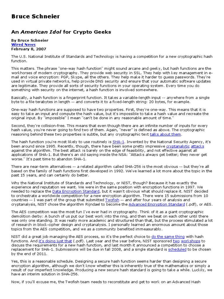 An American Idol For Crypto Geeks | PDF | Cryptography | Cryptanalysis