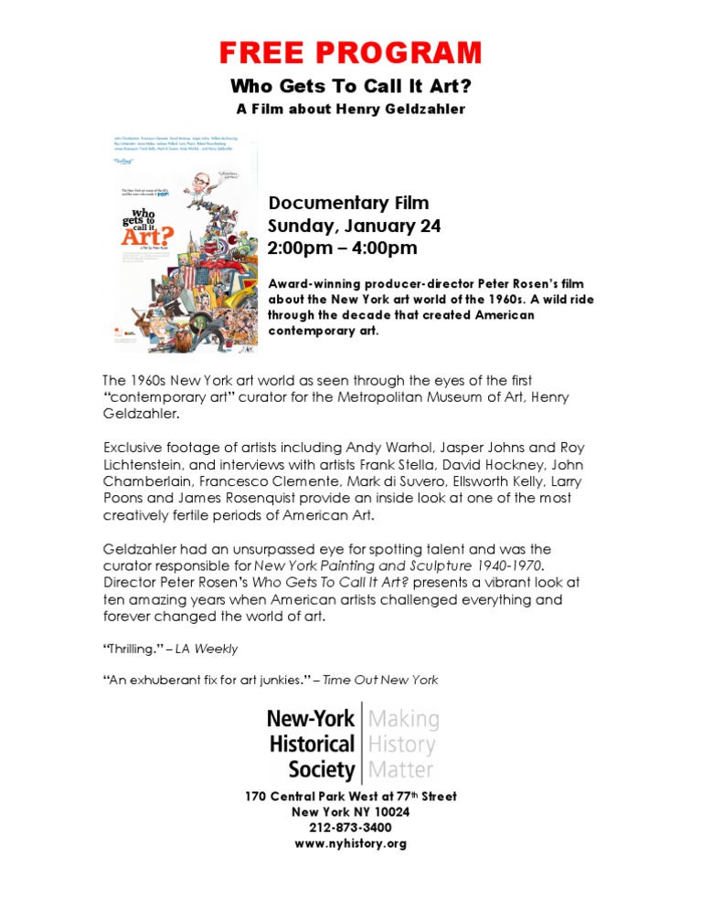 Pop Art Documentary Screening Event | PDF | Social Science | Art