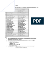 Sequence and Assignment of Case Dates Based On The Attendance Signed Last Monday, January 5, 2015