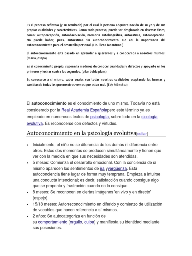 Autoconocimiento | PDF | Relaciones personales, crianza y desarrollo ...