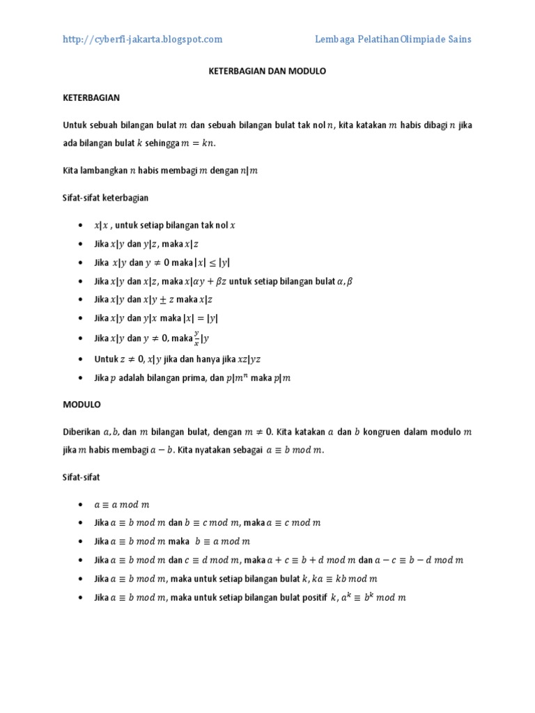 Keterbagian dan Modulo dalam Matematika | PDF