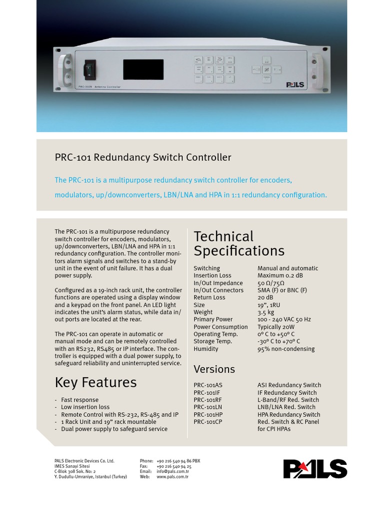 PRC-101 Redundancy Switch Controller | PDF
