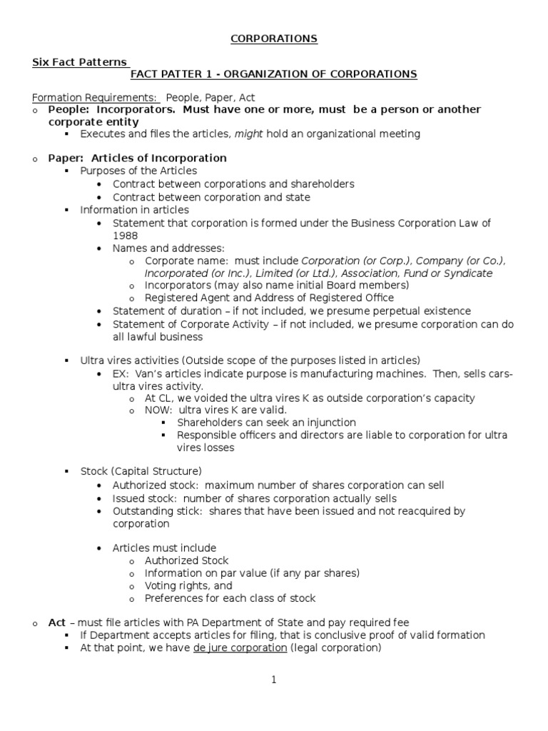 Corporate Formation and Structure Overview | PDF | Board Of Directors ...