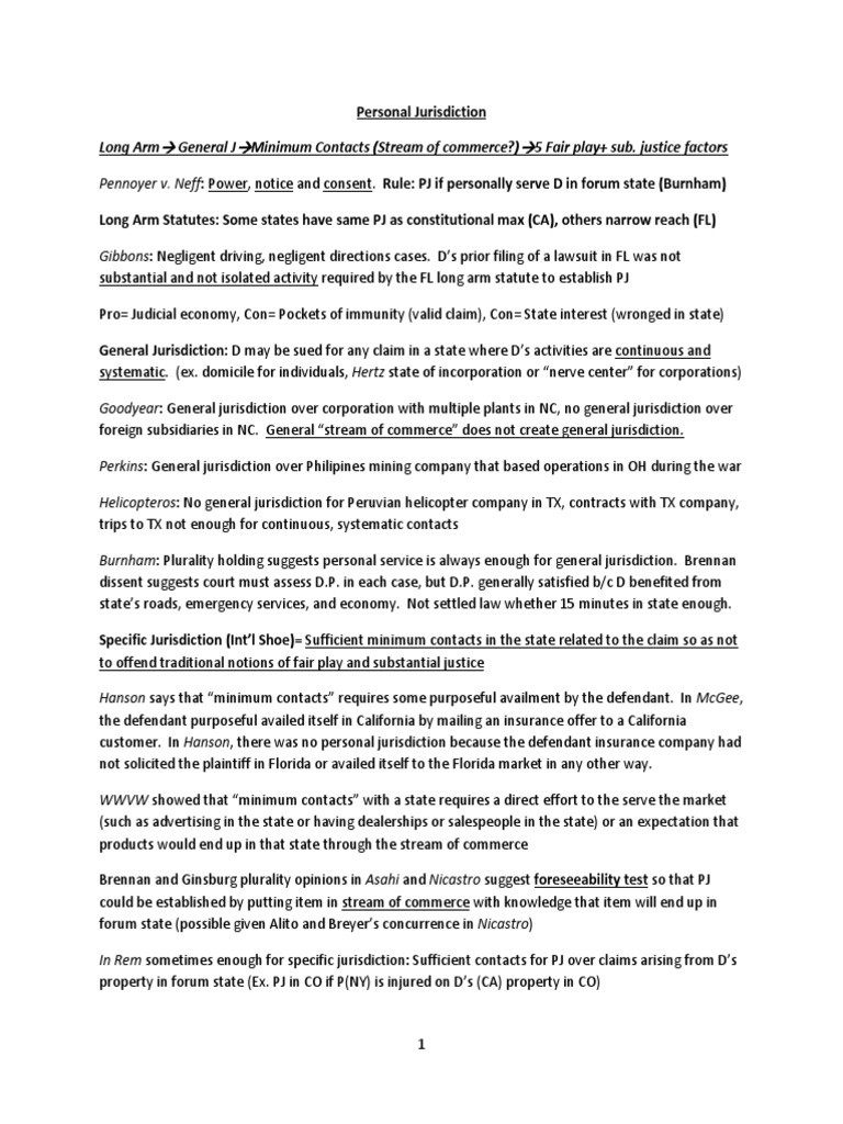 Civ Pro Schwartz FA 2012 | PDF | Minimum Contacts | Personal Jurisdiction