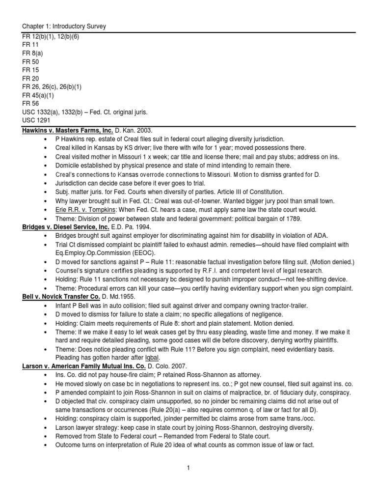 Civ Pro Yeazell Fall 2012 PDF Federal Rules Of Civil Procedure