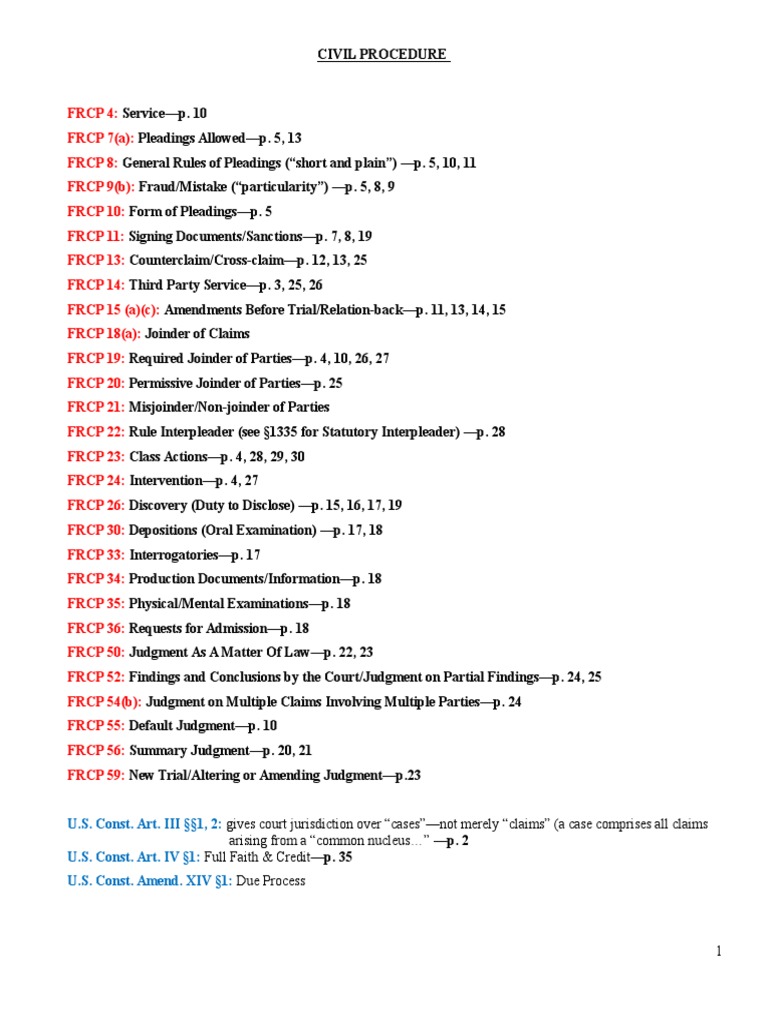 Federal Civil Procedure Overview | PDF | Federal Rules Of Civil ...