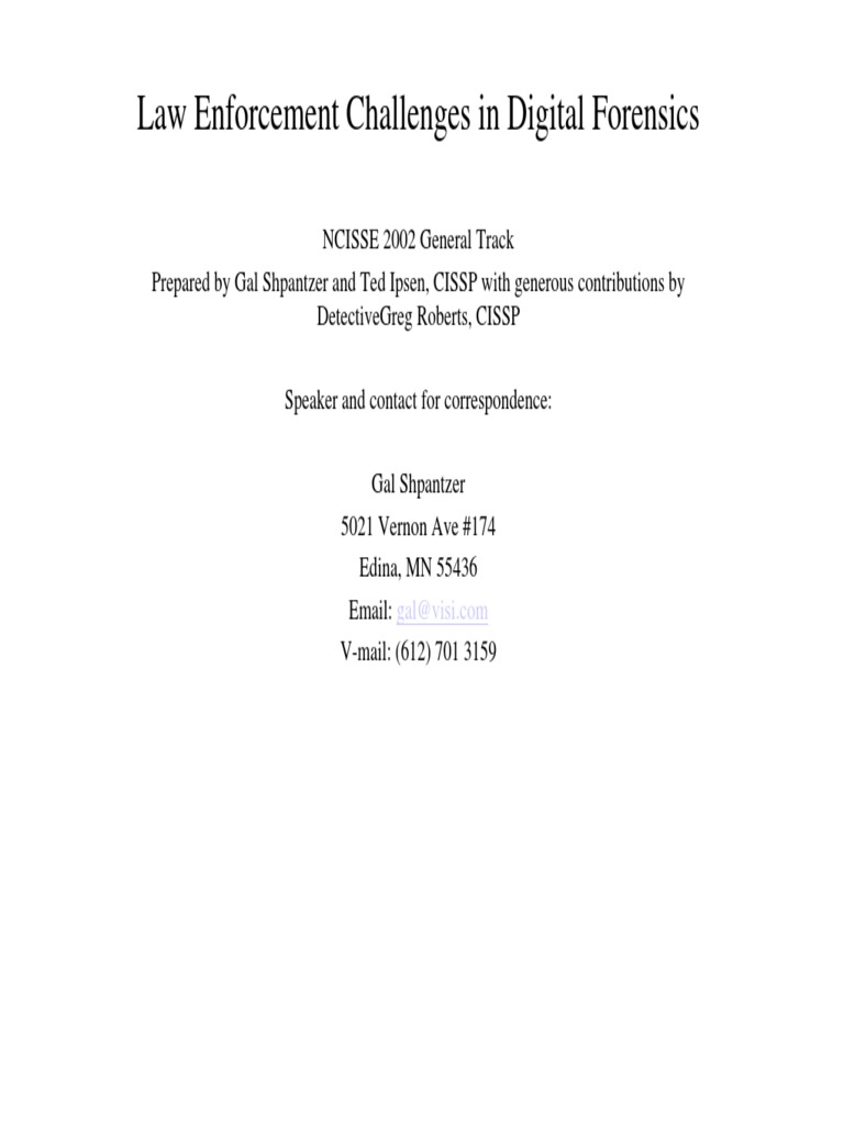 Law Enforcement Challenges in Digital Forensics PDF Computer