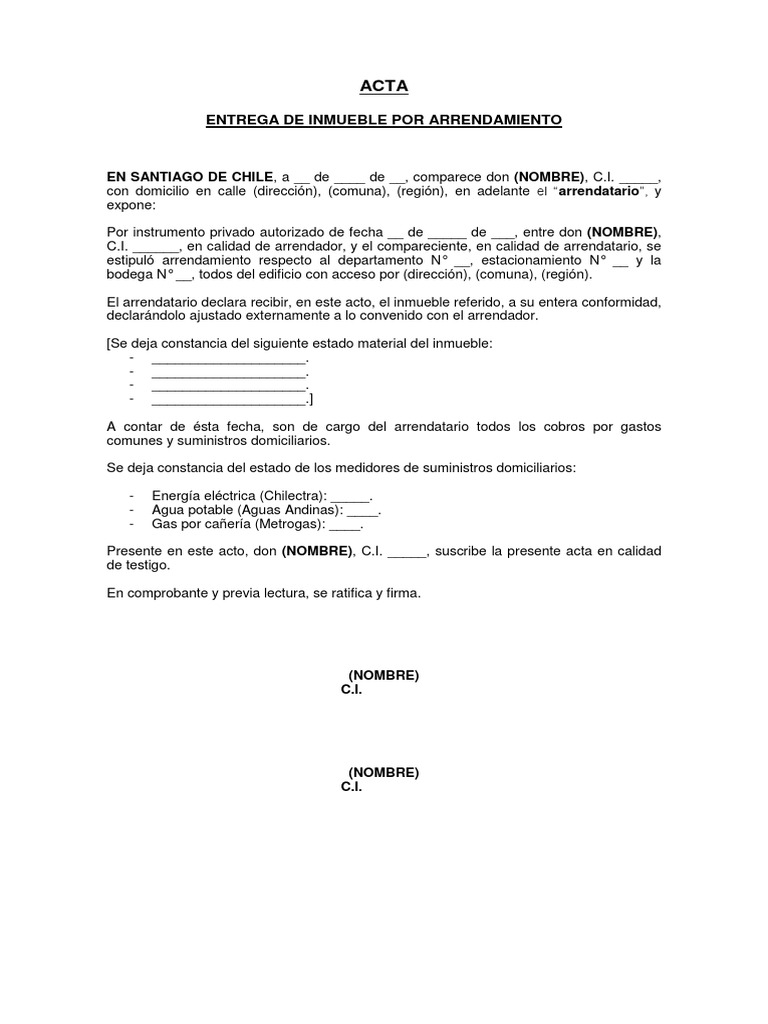 ACTA Entrega (Arrendamiento)