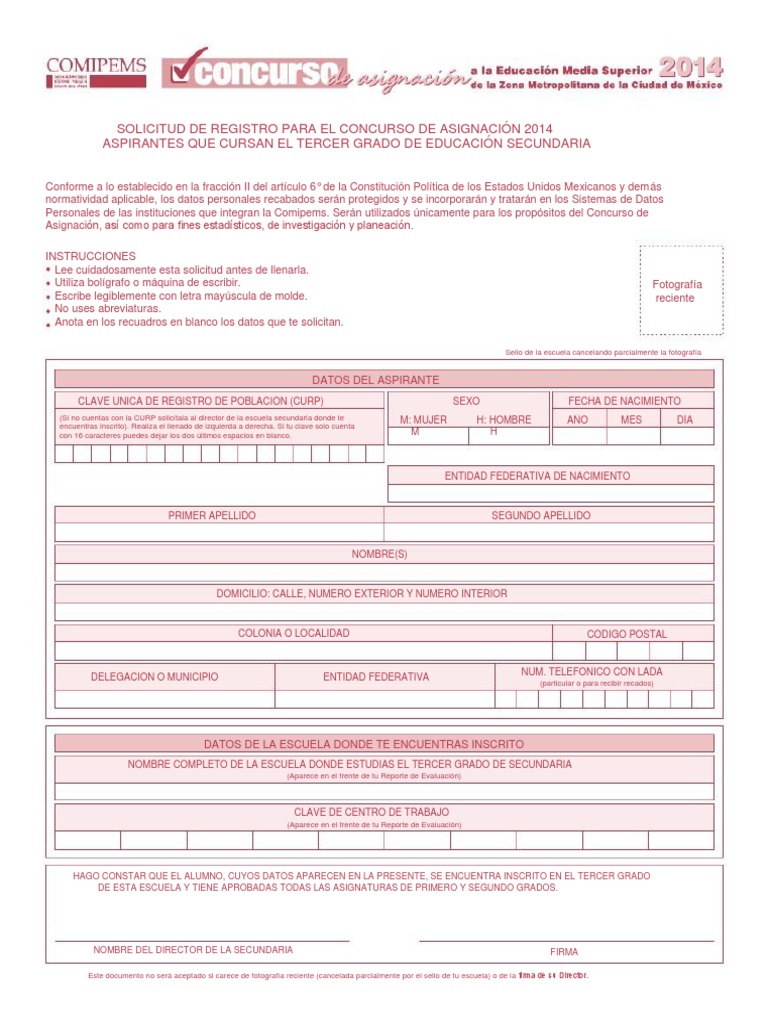 Formato SOLICITUD DE REGISTRO PARA EL CONCURSO DE