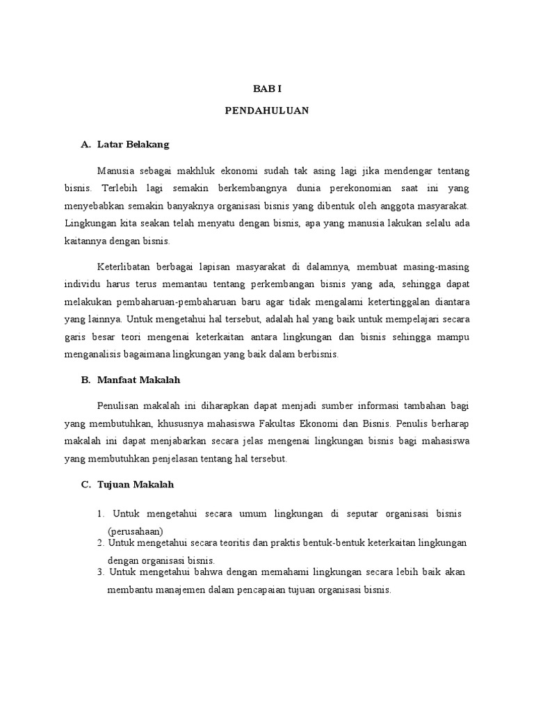Makalah Manajemen Lingkungan Bisnis