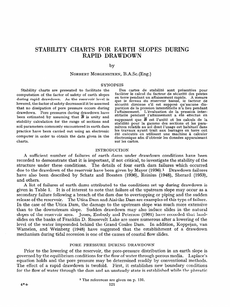 1963 - Stability Charts For Earth Slopes For Rapid Drawdown | PDF | Dam ...