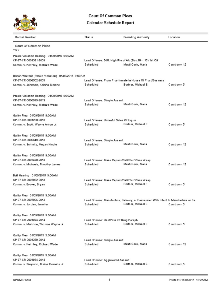 york-county-court-schedule-for-1-9-15-pdf-driving-under-the-influence-contempt-of-court