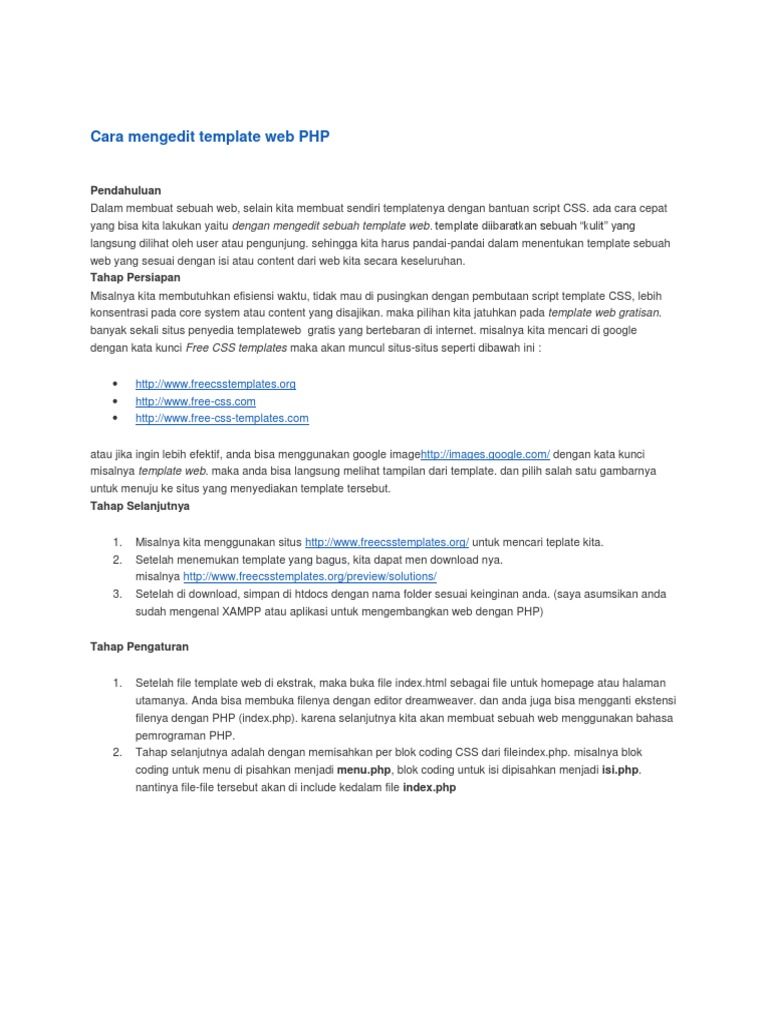 Cara Mengedit Template Web | PDF