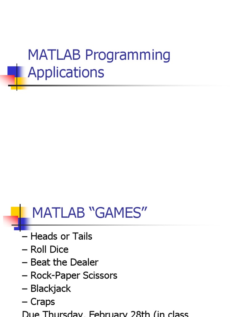 MATLAB Programming Applications | PDF | Areas Of Computer Science ...