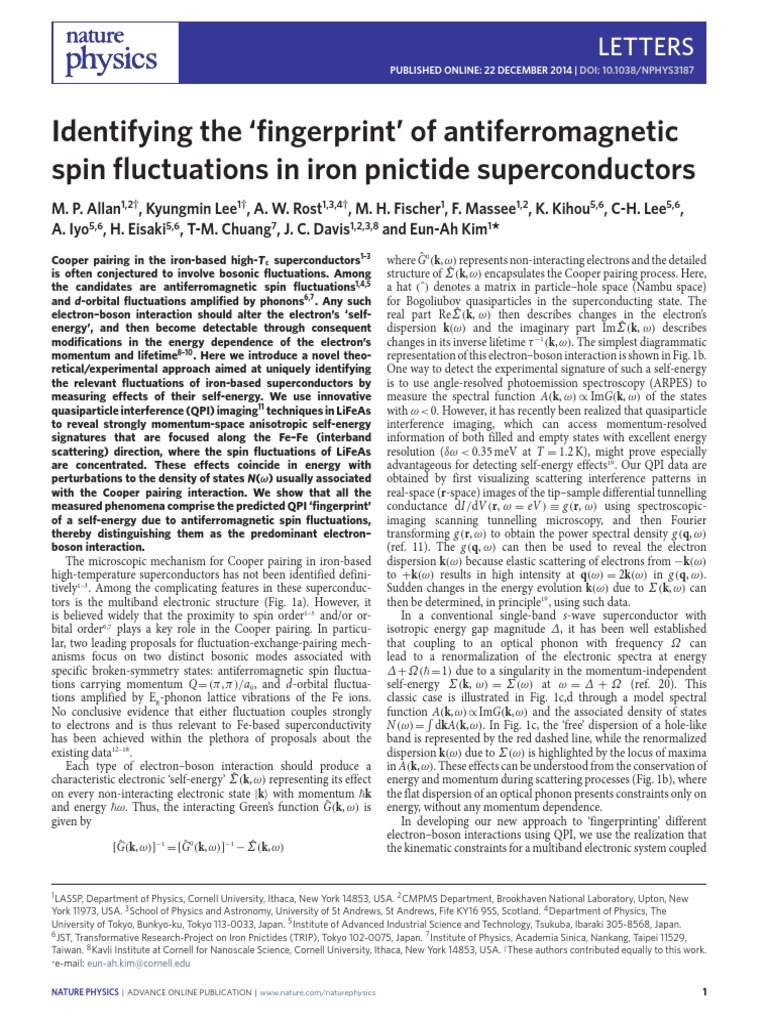 Antiferromagnetic Spin Fluctuations in Superconductors | PDF ...