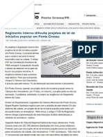 Regimento Interno Dificulta Projetos de Lei de Iniciativa Popular em Ponta Grossa