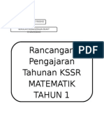 Rancangan Pengajaran Tahunan KSSR Matematik Tahun 1: Nur Izza Binti Mohd Rashid
