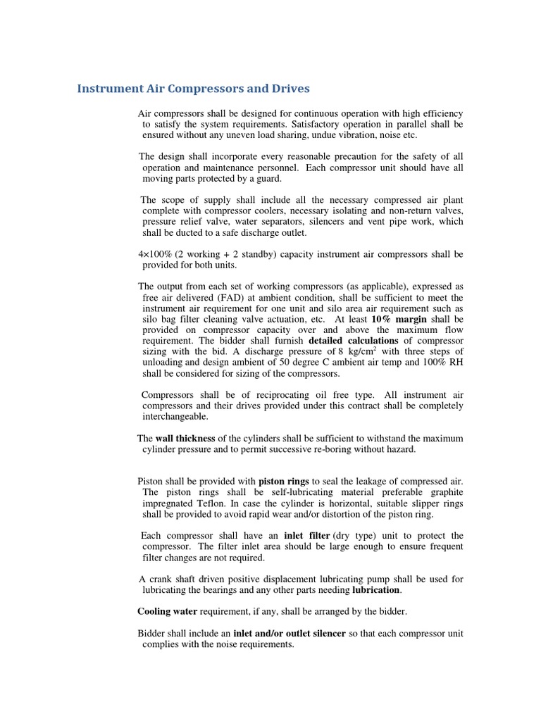 Compressor Specification | PDF | Gear | Gas Compressor