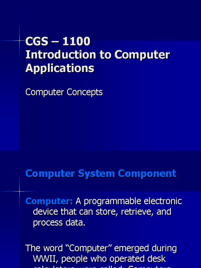 CGS - 1100 Introduction To Computer Applications | Download Free PDF ...