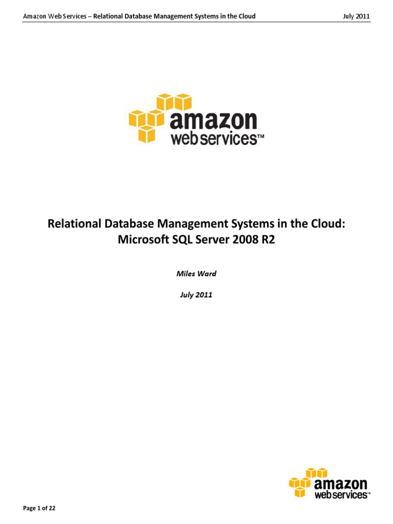 AWS SQL Server Cloud Guide | PDF | Amazon Web Services | Microsoft Sql ...