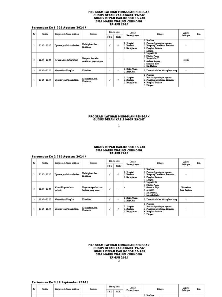 Program Latihan Mingguan