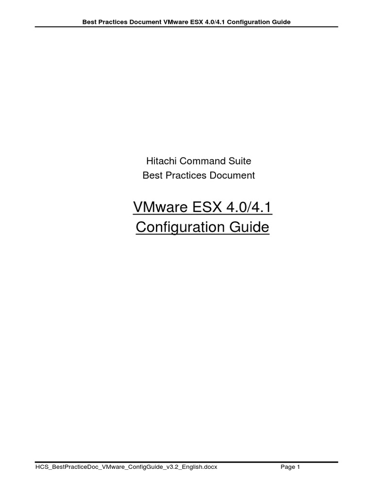 HCS Best Practice Guide For VMware ESXi 4.x ConfigGuide v3.2 English ...