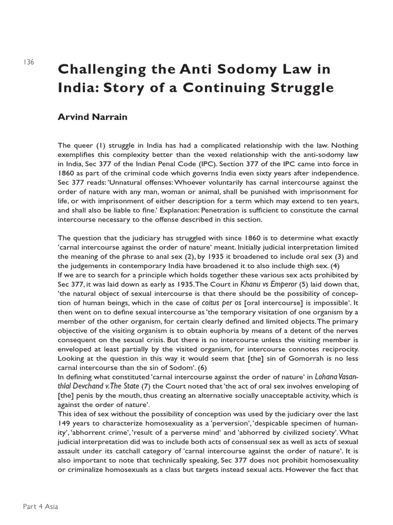 Challenging India's Anti-Sodomy Law | PDF | Sodomy Law | Sexual Intercourse