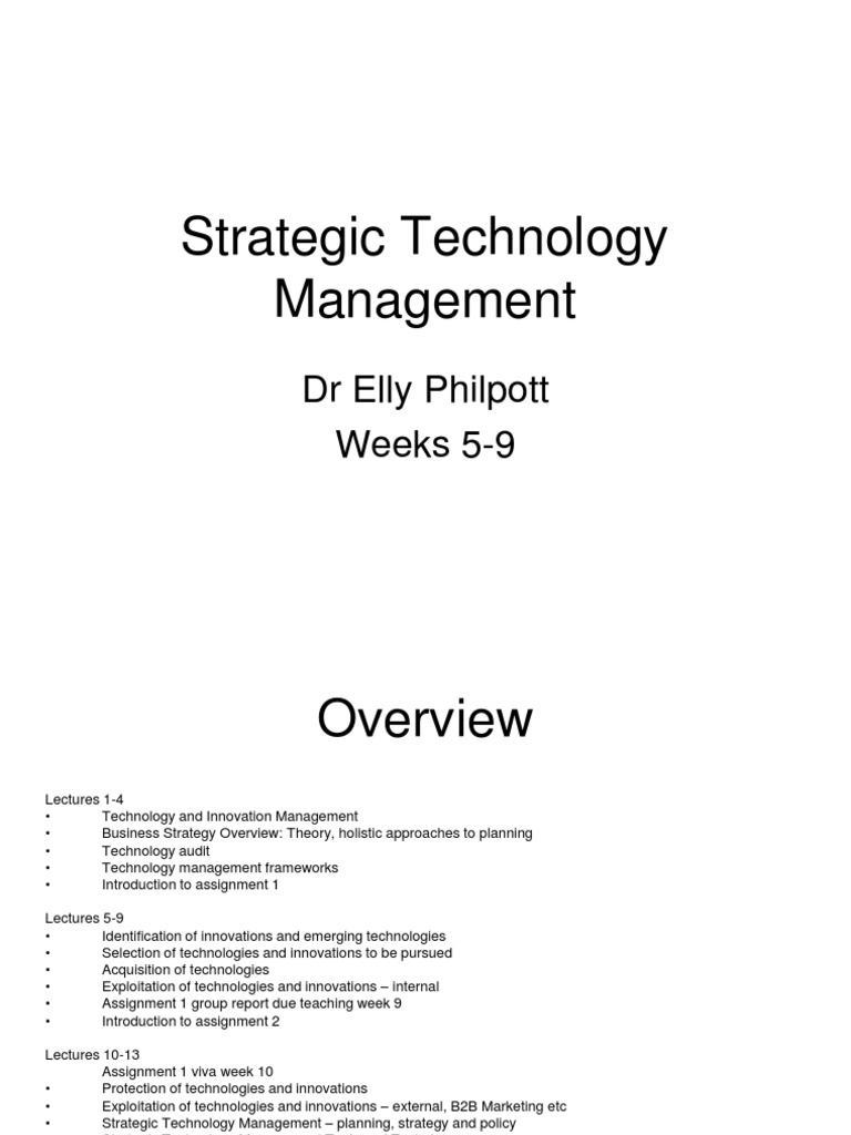 Strategic Technology Management - Weeks 5-9-2015 | PDF | Strategic ...