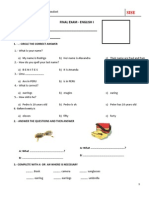 Final Exam - English I Student: - Date