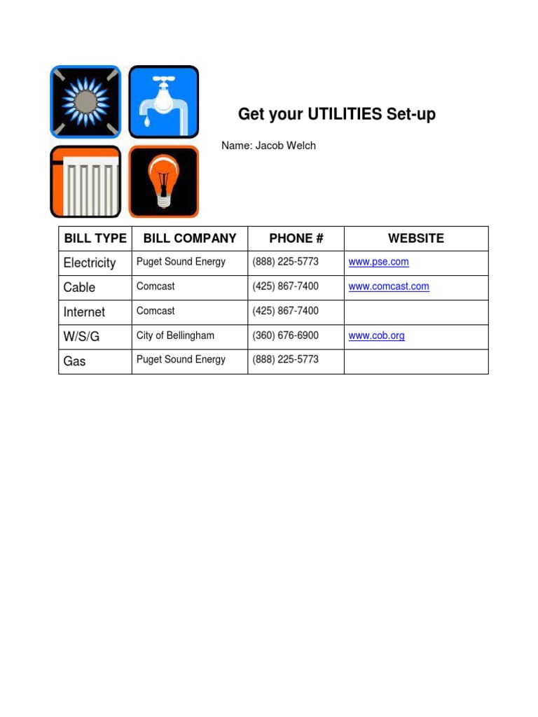 Utility Setup Guide for Jacob Welch | PDF