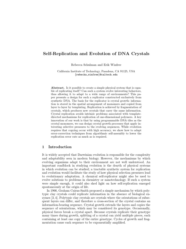 Dna Crystal Evolution | PDF | Dna | Evolution