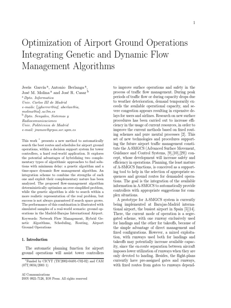 Optimization of Airport Ground Operations PDF Algorithm
