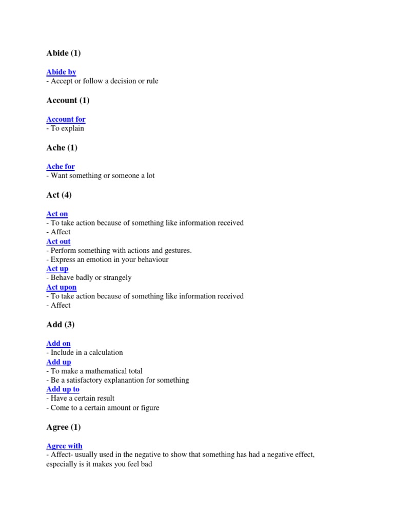 Phrasal Verbs Reference Guide | PDF