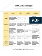 academic research paper rubric