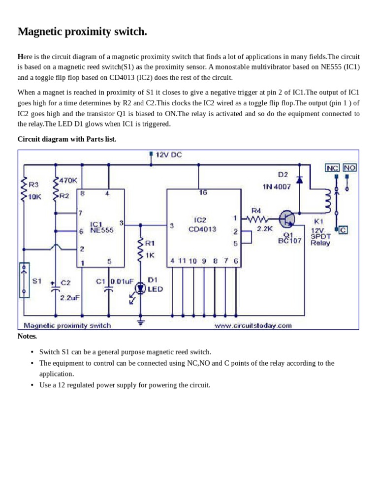 Magnetic Proximity Switch. | PDF