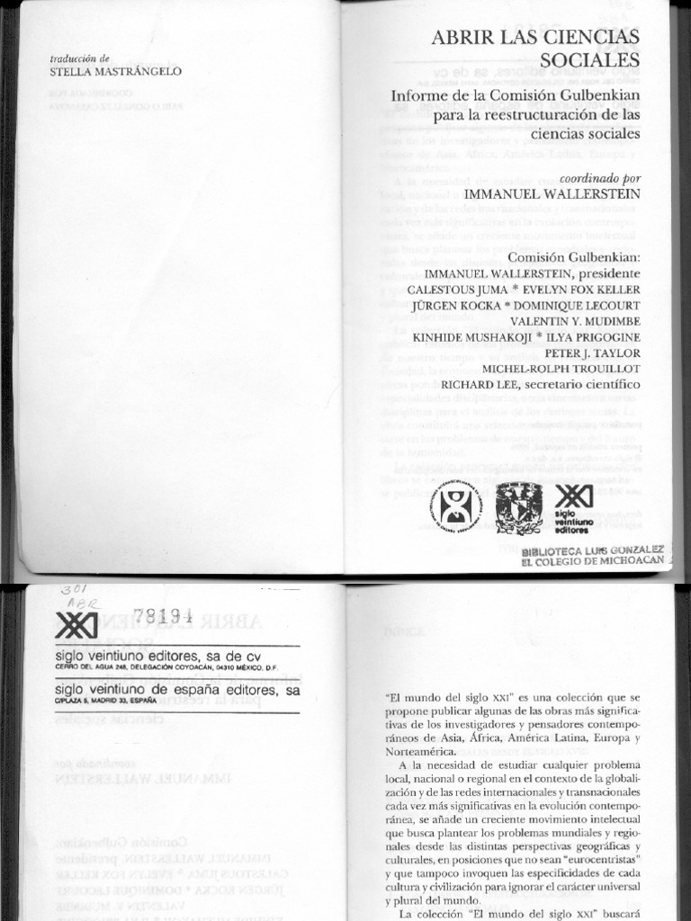 Abrir Las Ciencias Sociales de Immanuel Wallerstein 1996 PDF
