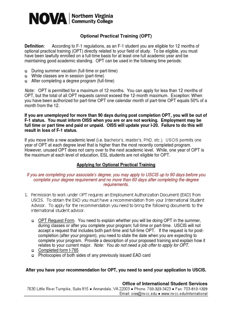 Understanding Optional Practical Training (OPT) | PDF | Labour | Business