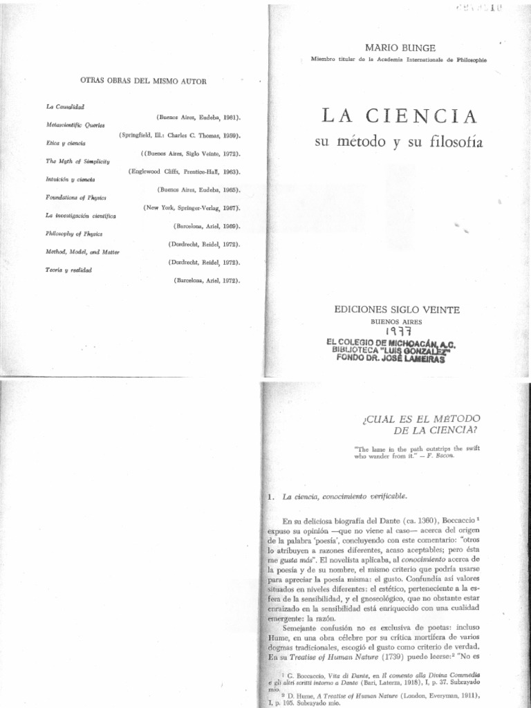 BUNGE 1977 La Ciencia, Su Metodo y Su Filosofia