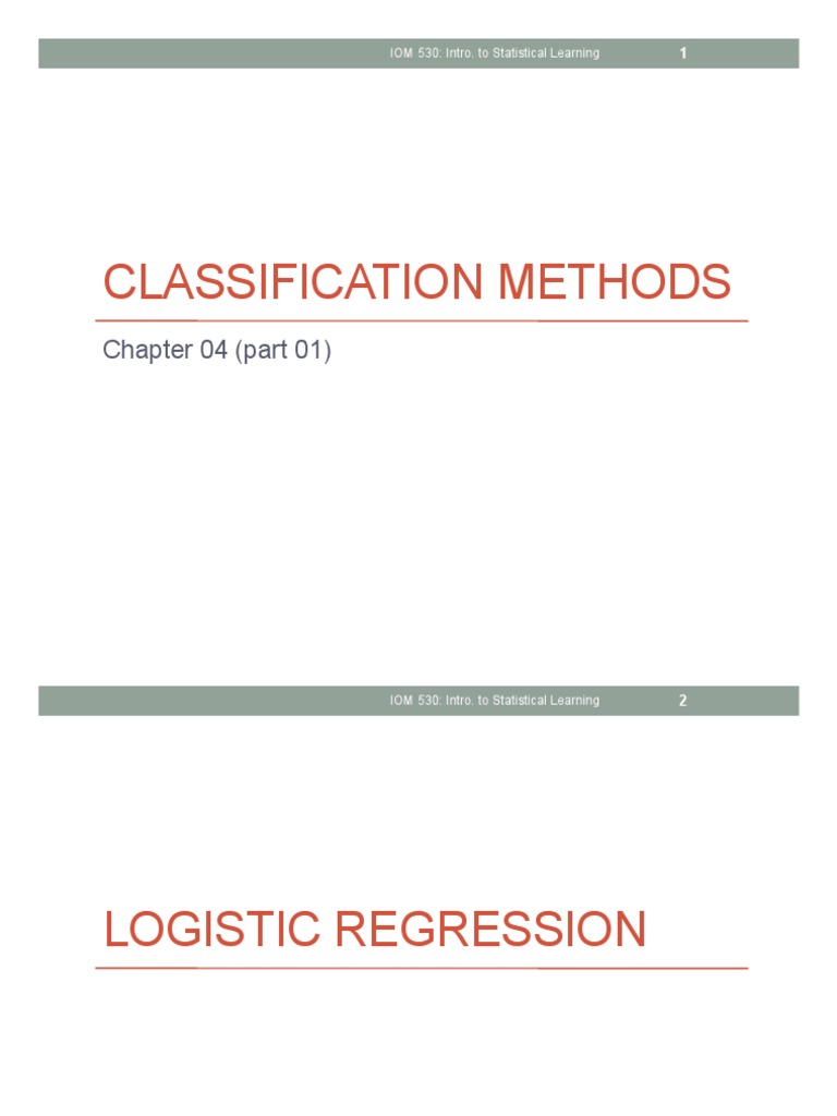 Ch04 Classification P1 | PDF | Logistic Regression | Regression Analysis