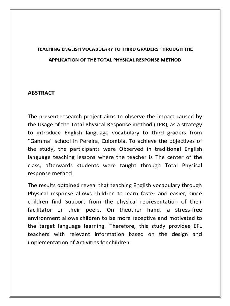 Teaching Vocabulary with TPR Method | PDF | Applied Psychology | Learning