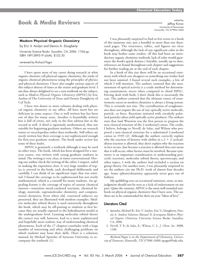 Review of Modern Physical Organic Chemistry Textbook | Chemical Reactions |  Chemistry