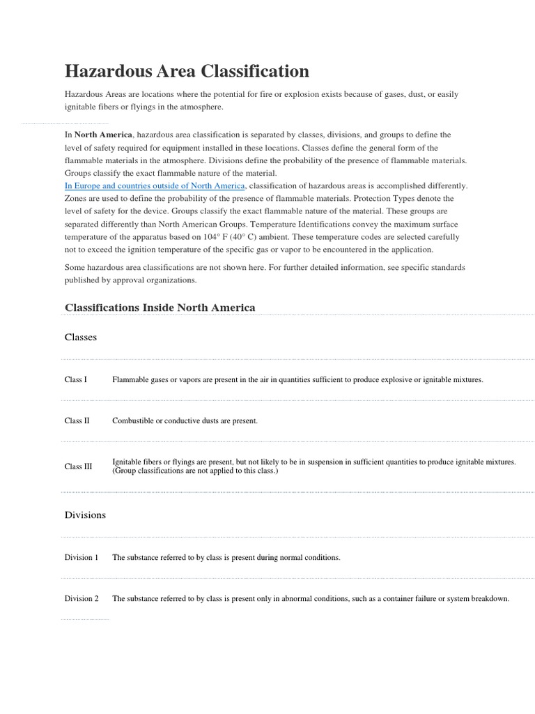North America Hazardous Area Classification | PDF | Hazards ...