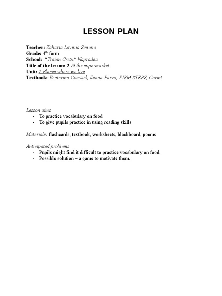 lesson plan 4th grade | Lesson Plan | Reading (Process)